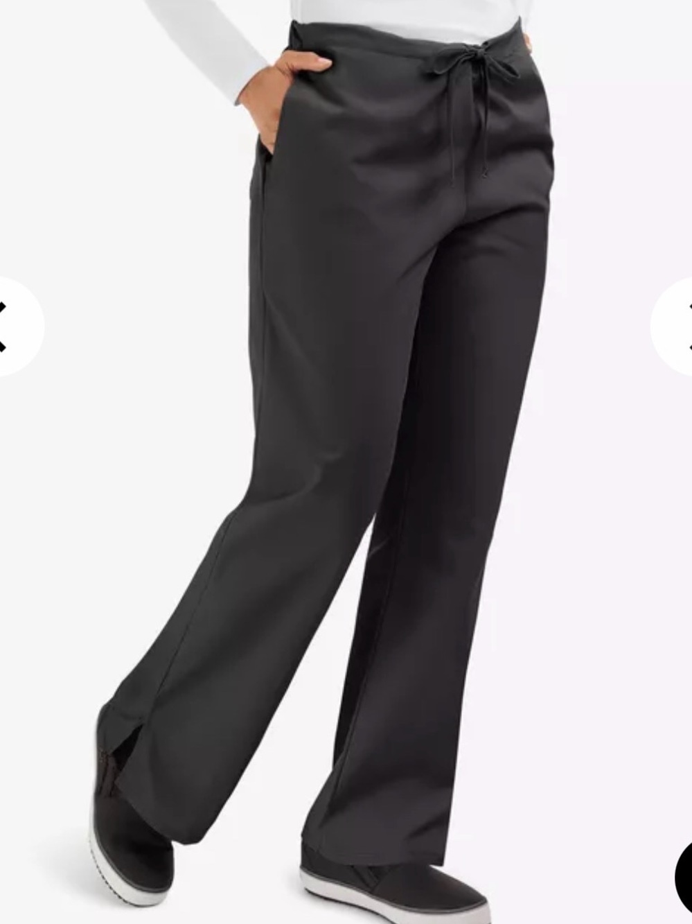 Cherokee Workwear Women's 3-Pocket Flare Leg‎ Drawstring Scrub Pants Black Sz XS